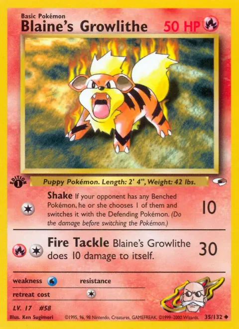 Blaine's Growlithe, carte 35 de Gym Heroes