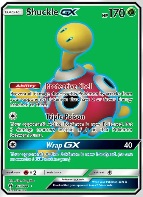 Shuckle GX, card 195 from Lost Thunder