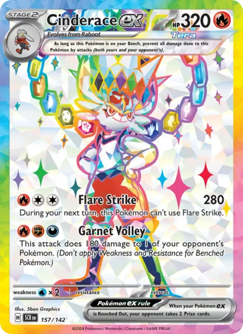 Cinderace ex, carte 157 de Stellar Crown