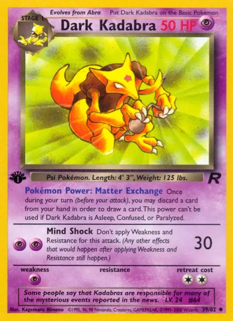 Dark Kadabra, card 39 from Team Rocket