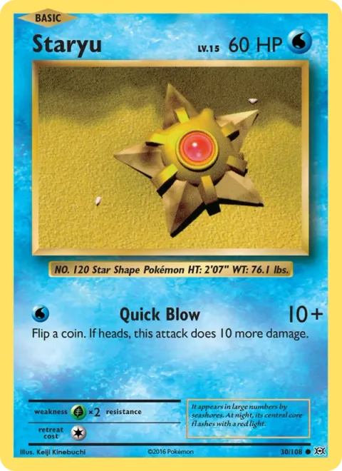 Staryu, card 30 from Evolutions