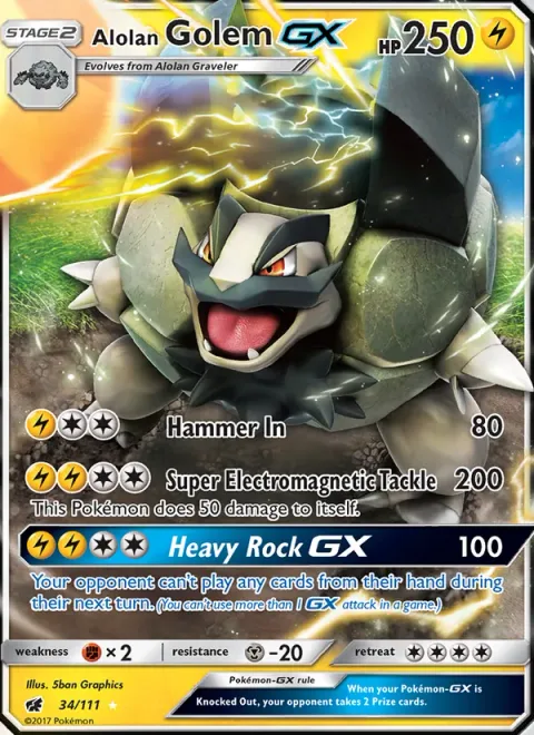 Alolan Golem GX, carte 34 de Crimson Invasion
