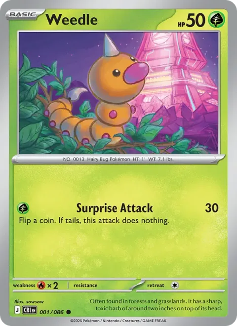 Weedle, card 001 from Chaos Rising