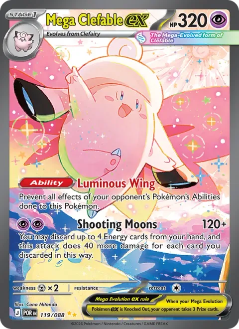 Mega Clefable ex, card 119 from Perfect Order