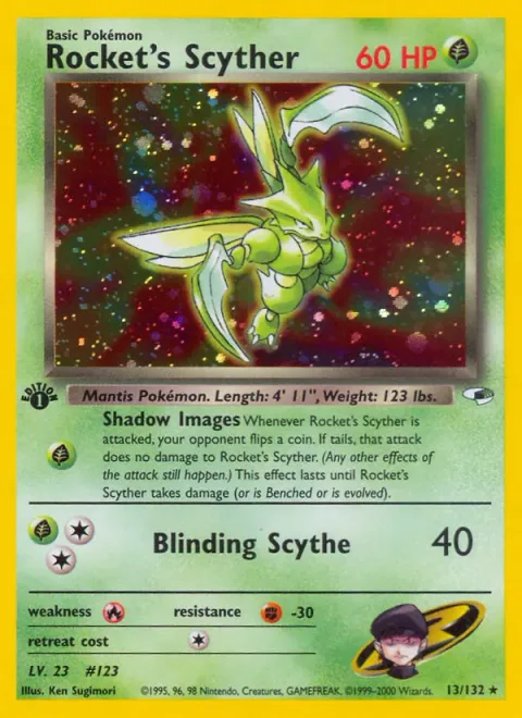 Rocket's Scyther, card 13 from Gym Heroes
