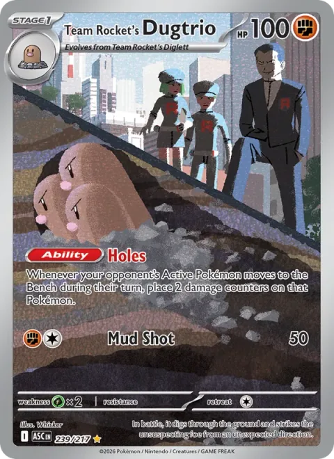 Team Rocket's Dugtrio, card 239 from Ascended Heroes