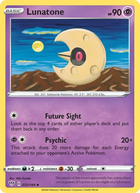 Lunatone, carte 72 de Darkness Ablaze