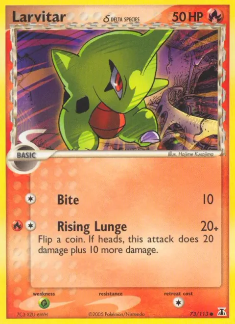 Larvitar δ, card 73 from Delta Species