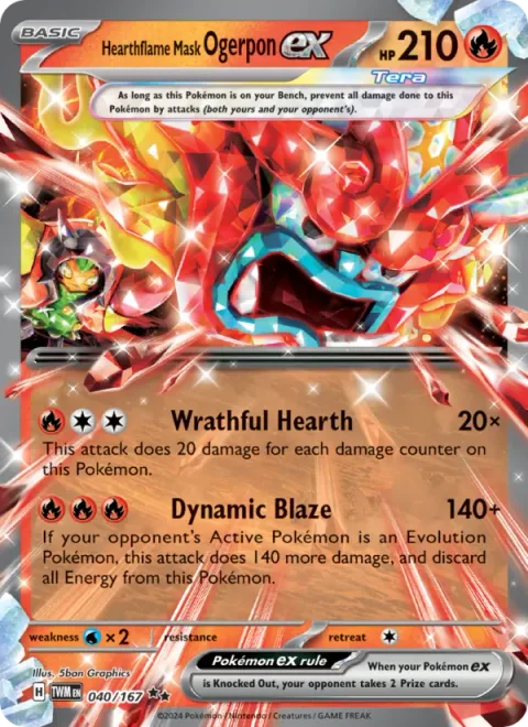 Hearthflame Mask Ogerpon ex, card 040 from Twilight Masquerade