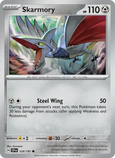 Skarmory, card 124 from Surging Sparks