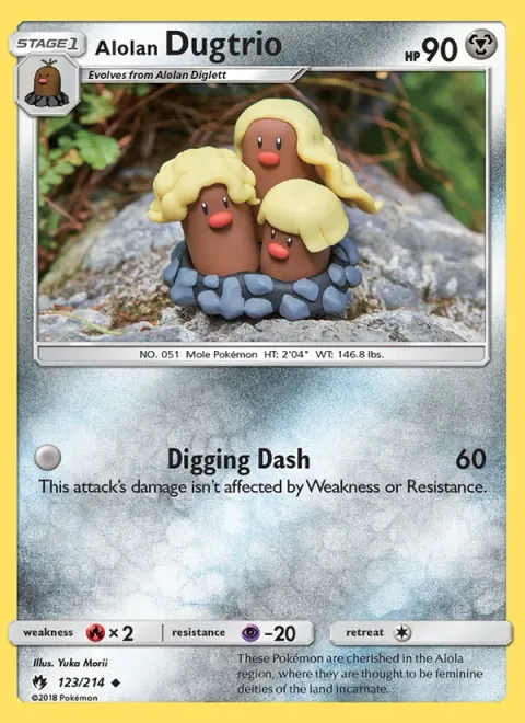 Alolan Dugtrio, card 123 from Lost Thunder