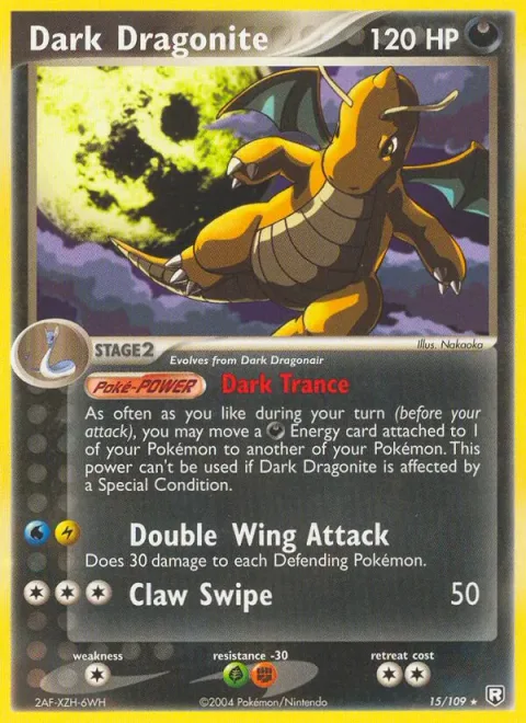 Dark Dragonite, card 15 from Team Rocket Returns