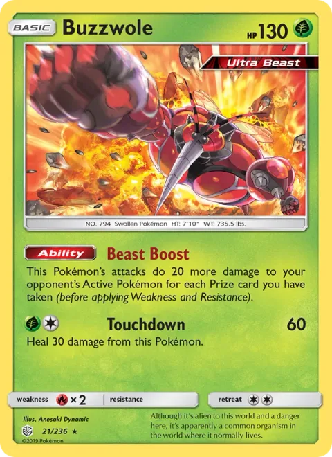 Buzzwole, card 21 from Cosmic Eclipse