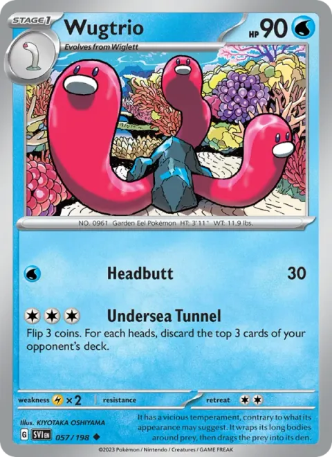 Wugtrio, card 057 from Scarlet & Violet