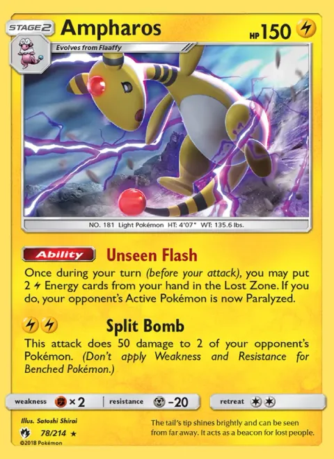 Ampharos, carte 78 de Lost Thunder