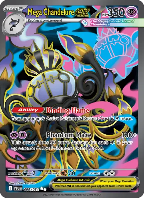 Mega Chandelure ex, carte 099 de Pitch Black