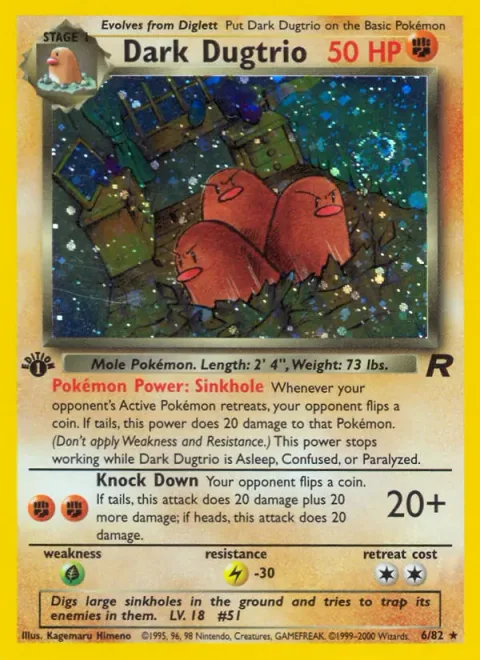 Dark Dugtrio, card 6 from Team Rocket
