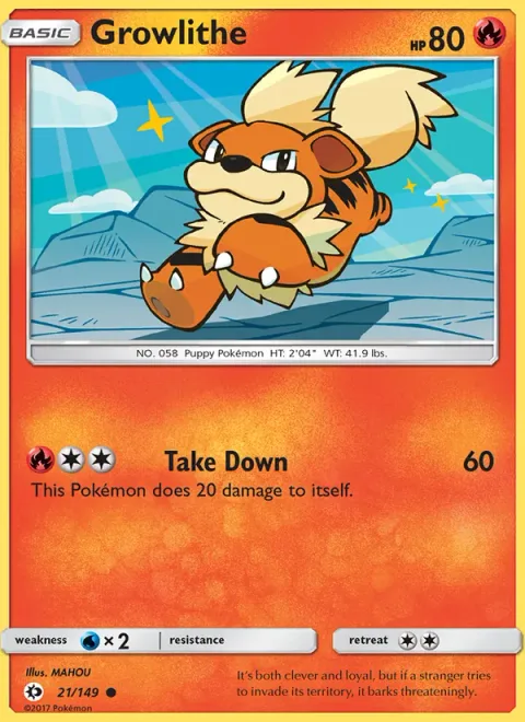 Growlithe, carte 21 de Sun & Moon