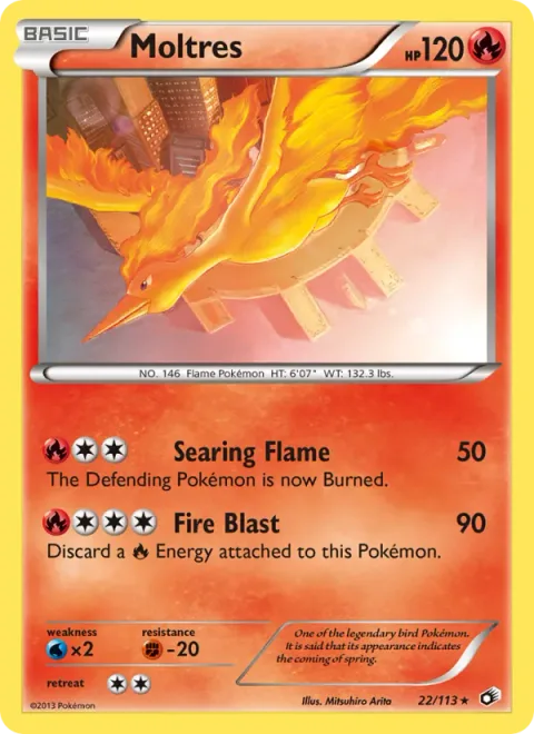 Moltres, card 22 from Legendary Treasures