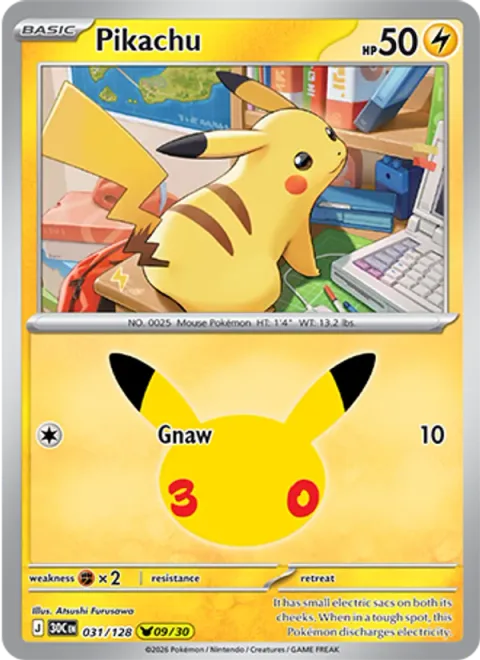 Pikachu, card 031 from 30th Celebration
