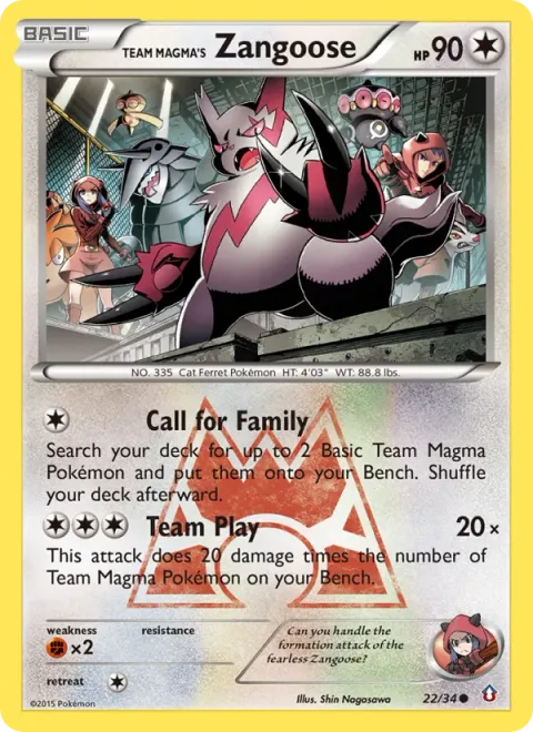 Team Magma's Zangoose, card 22 from Double Crisis