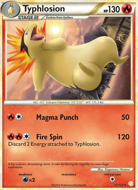 Typhlosion, card 32 from HeartGold SoulSilver