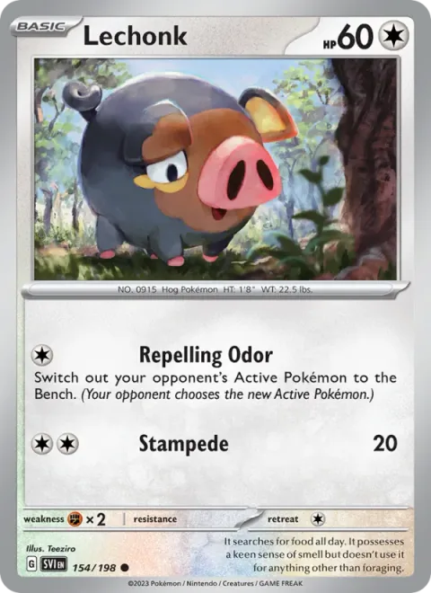 Lechonk, card 154 from Scarlet & Violet