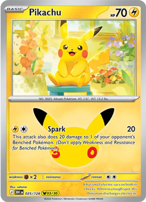 Pikachu, carte 025 de 30th Celebration