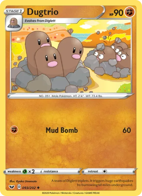 Dugtrio, carte 93 de Sword & Shield