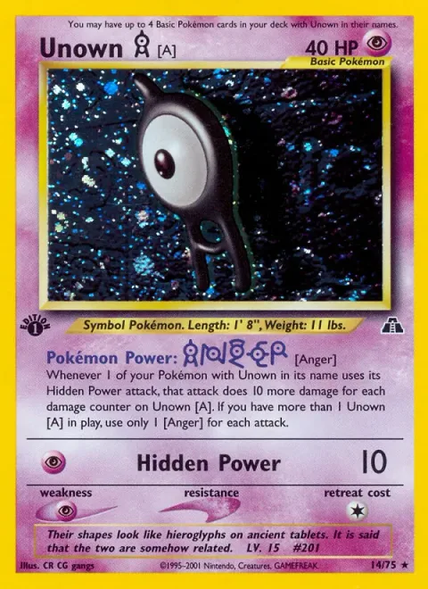 Unown [A], card 14 from Neo Discovery
