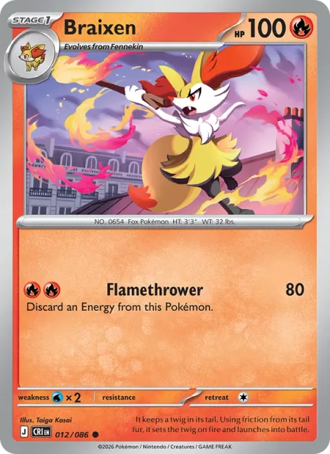 Braixen, card 012 from Chaos Rising