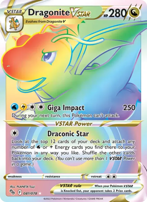 Dragonite VSTAR, carte 081 de Pokémon GO