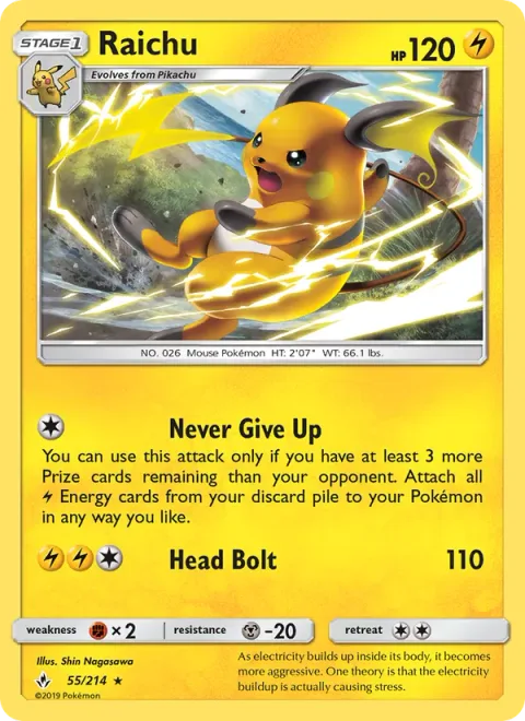 Raichu, card 55 from Unbroken Bonds