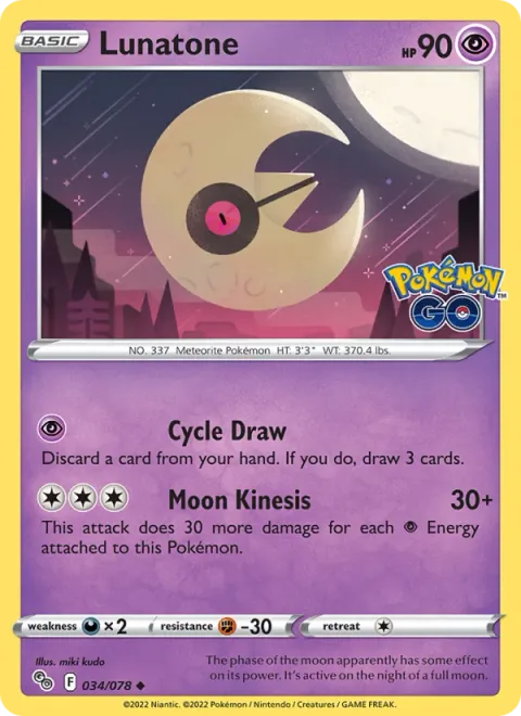 Lunatone, carte 034 de Pokémon GO