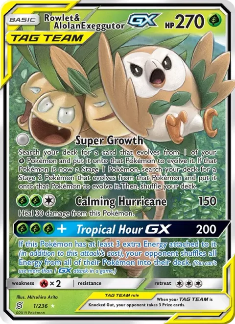 Rowlet & Alolan Exeggutor GX, carte 1 de Unified Minds