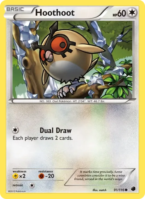 Hoothoot, card 91 from Plasma Freeze
