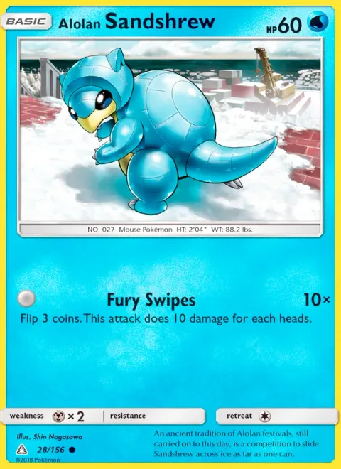 Alolan Sandshrew, card 28 from Ultra Prism