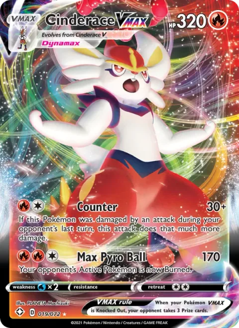 Cinderace VMAX, card 19 from Shining Fates