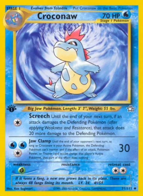 Croconaw, card 31 from Neo Genesis