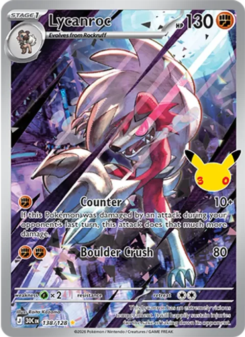 Lycanroc, carte 138 de 30th Celebration