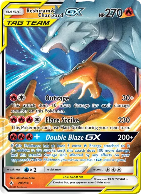 Reshiram & Charizard GX, card 20 from Unbroken Bonds