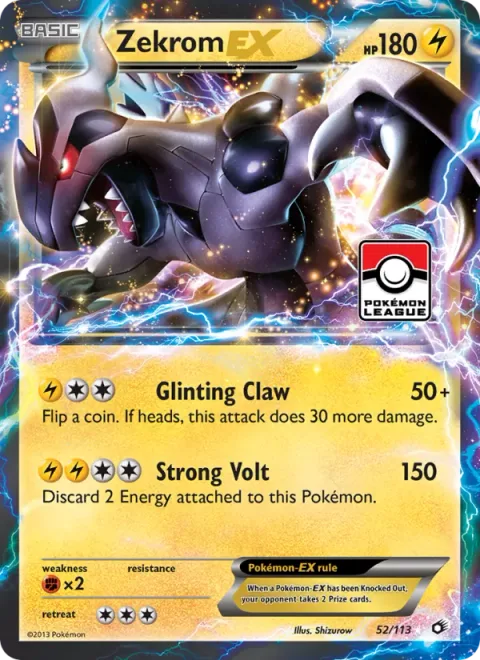 Zekrom-EX, card 52 from Legendary Treasures