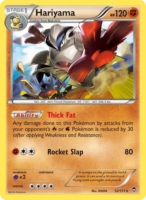 Hariyama, card 52 from Furious Fists