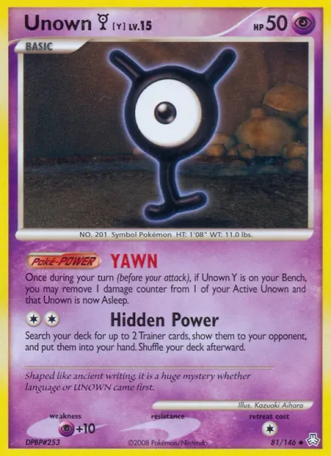 Unown Y, card 81 from Legends Awakened