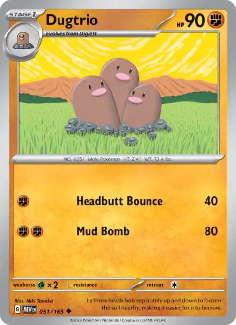 Dugtrio, card 051 from 151