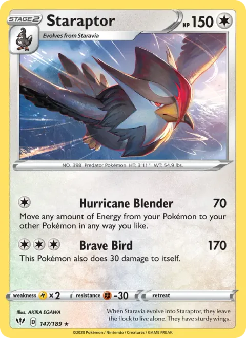 Staraptor, card 147 from Darkness Ablaze