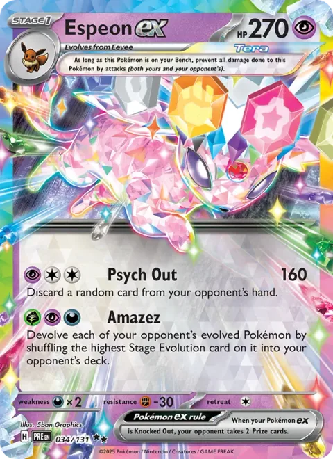 Espeon ex, card 034 from Prismatic Evolutions