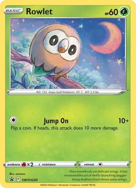 Rowlet, card SWSH220 from SWSH Black Star Promos