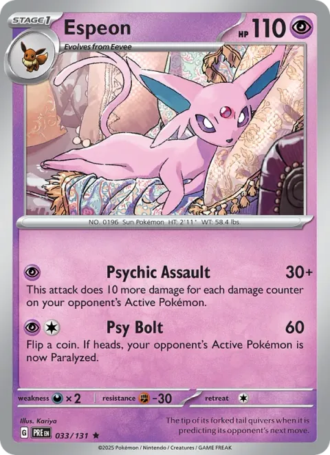 Espeon, card 033 from Prismatic Evolutions
