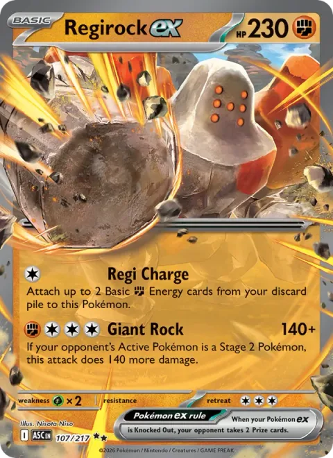 Regirock ex, carte 107 de Ascended Heroes